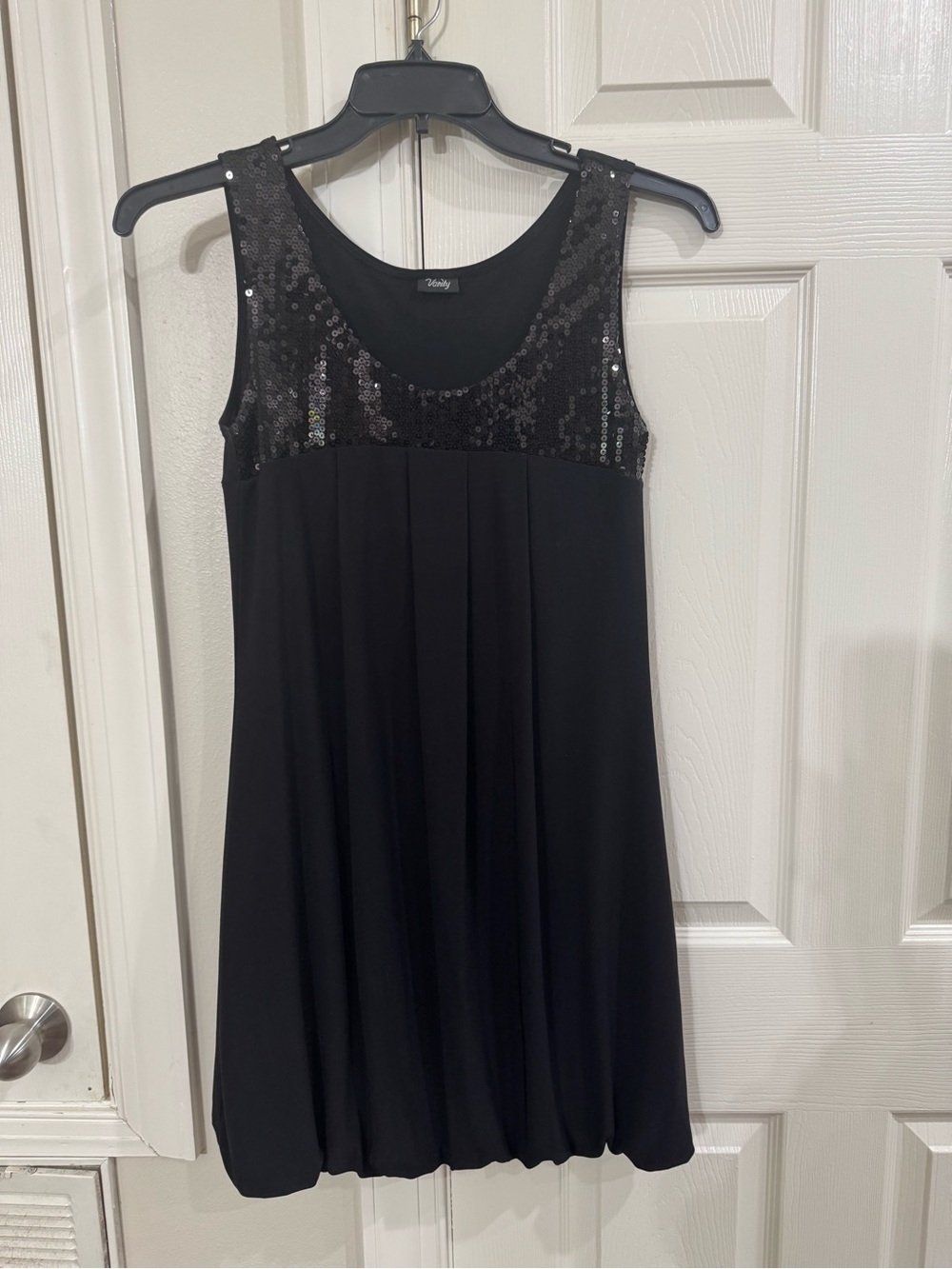 Vanity Black Sequin Scoop Neck Dress